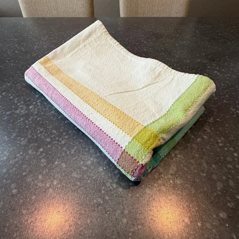 Casual Park Manor Pastel Plaid Striped Cotton Tablecloth Spring Summer Linens
